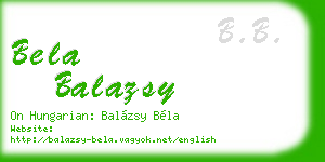 bela balazsy business card